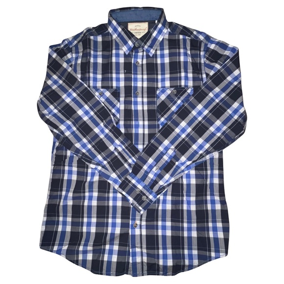 Weatherproof 1948 Mens Button Up Blue Plaid Shirt M - Picture 1 of 2